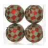 4ct Red And Lime Green Checkered Shatterproof Finish Christmas Ball Ornaments 4.75" (120mm)