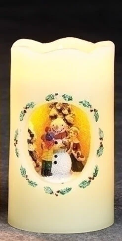 Roman 5" Pre-Lit White And Yellow LED Festive Snowman Flickering Flameless Christmas Candle