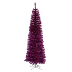 10' Pre-Lit Pencil Pine Artificial Christmas Tree - Purple Lights