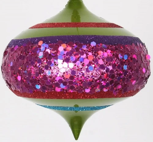 4ct Lime Green And Cerise Pink Shatterproof Glitter Christmas Onion Ornaments 4" 4 4ct Lime Green And Cerise Pink Shatterproof Glitter Christmas Onion Ornaments 4" - Image 2