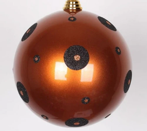 2-Finish Brown And Black Polka Dots Shatterproof Christmas Ball Ornament 8" (200mm) 4 2-Finish Brown And Black Polka Dots Shatterproof Christmas Ball Ornament 8" (200mm) - Image 2