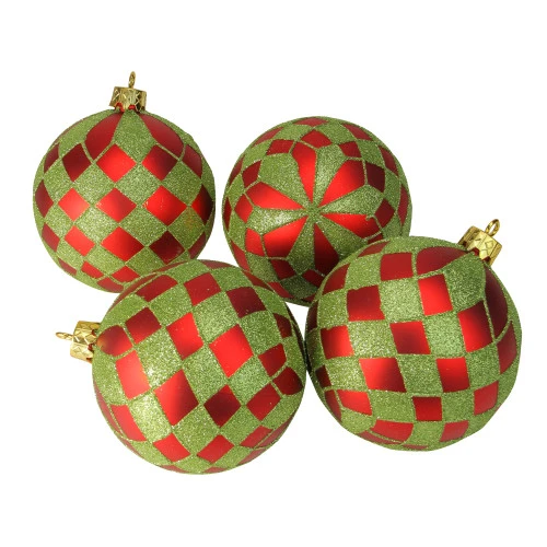 4ct Red And Lime Green Shatterproof 2-Finish Christmas Ball Ornaments 4.75" (120mm) 4 4ct Red And Lime Green Shatterproof 2-Finish Christmas Ball Ornaments 4.75" (120mm) - Image 2