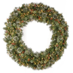 Christmas Central Pre-Lit Wintry Pine Artificial Christmas Wreath, 60-Inch, Clear Lights