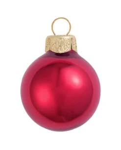 12ct Rubine Red Pearl Glass Christmas Ball Ornaments 2.75" (70mm)