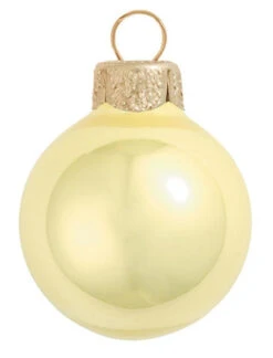 28ct Soft Yellow Pearl Glass Ball Christmas Ornaments 2" (50mm)