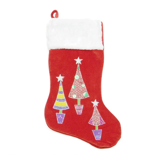 Northlight 20" Red And White Embroidered Velveteen Cuff Christmas Tree Stocking 3 Northlight 20" Red And White Embroidered Velveteen Cuff Christmas Tree Stocking