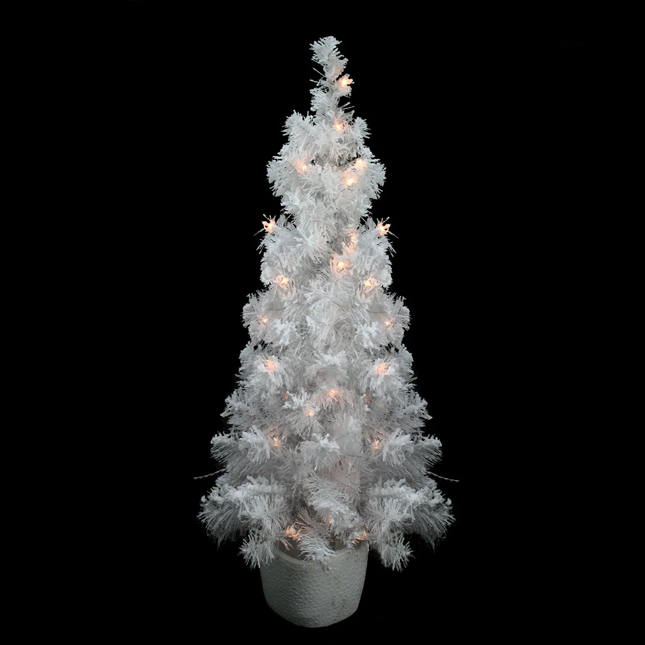 Northlight 3.5' X 18'' Pre-Lit Potted Flocked White Tinsel Artificial Christmas Tree - Clear Lights 3 Northlight 3.5' X 18'' Pre-Lit Potted Flocked White Tinsel Artificial Christmas Tree - Clear Lights