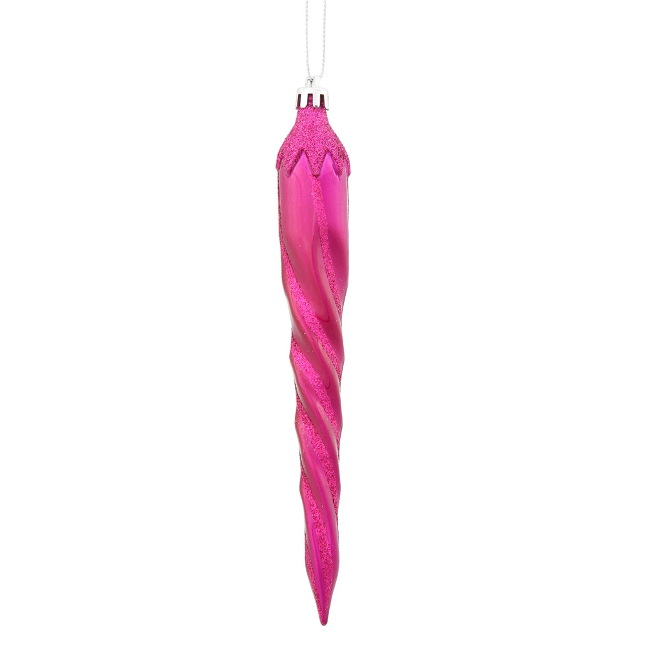 8ct Pink Shatterproof 2-Finish Spiral Icicle Christmas Ornaments 7.5" 3 8ct Pink Shatterproof 2-Finish Spiral Icicle Christmas Ornaments 7.5"
