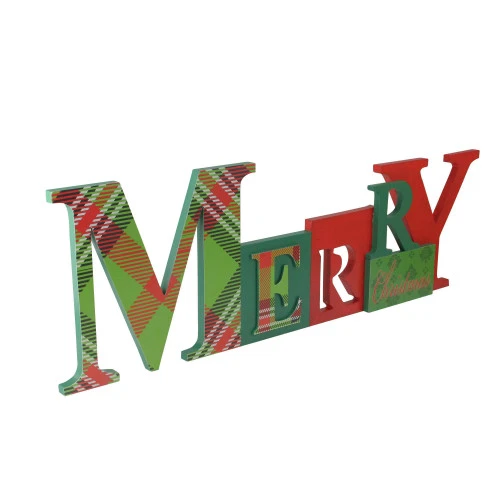 Roman 23" Red And Green Contemporary Merry Christmas Wall Plaque 4 Roman 23" Red And Green Contemporary Merry Christmas Wall Plaque - Image 2