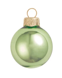 40ct Lime Green Shiny Glass Finish Christmas Ball Ornaments 1.25" (30mm)