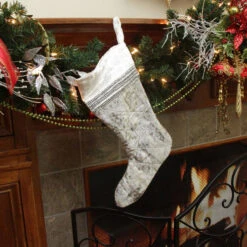 17" Gray And White Quilted Embellished Christmas Stocking -Ornaments Store xr1msd4fys5ncanvsmgu7sg73uepgbjs201 24388.1599267889