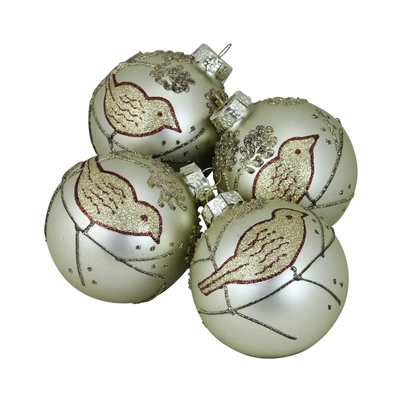 Northlight 4ct Champagne Gold And Brown Bird 2-Finish Glass Christmas Ball Ornaments 4" (100mm) 3 Northlight 4ct Champagne Gold And Brown Bird 2-Finish Glass Christmas Ball Ornaments 4" (100mm)