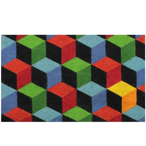 Northlight Red And Green 3D Cube Design Rectangular Outdoor Doormat 29" X 18" 4 Northlight Red And Green 3D Cube Design Rectangular Outdoor Doormat 29" X 18" - Image 2