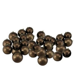 32ct Shiny Chocolate Brown Shatterproof Christmas Ball Ornaments 3.25" (80mm)