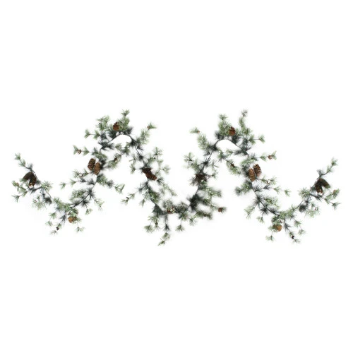 9.5' Frosted Pine With Pine Cones Artificial Christmas Garland - Unlit 3 9.5' Frosted Pine With Pine Cones Artificial Christmas Garland - Unlit