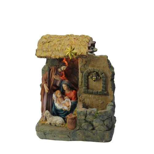 Northlight 14" Brown And Gray Holy Family Religious Nativity Fountain With Lamp Tabletop Christmas Decoration 3 Northlight 14" Brown And Gray Holy Family Religious Nativity Fountain With Lamp Tabletop Christmas Decoration