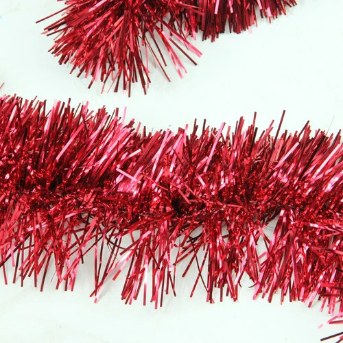 Northlight 50' Traditional Shiny Red 6 Ply Christmas Foil Tinsel Garland - Unlit 4 Northlight 50' Traditional Shiny Red 6 Ply Christmas Foil Tinsel Garland - Unlit - Image 2
