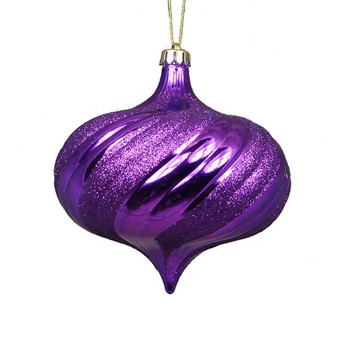 4ct Purple Swirl Shatterproof 2-Finish Onion Drop Christmas Ornaments 5.75" (150mm) 3 4ct Purple Swirl Shatterproof 2-Finish Onion Drop Christmas Ornaments 5.75" (150mm)