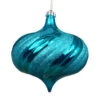 4ct Turquoise Blue Shatterproof Shiny Swirl Christmas Onion Drop Ornaments 5.75"