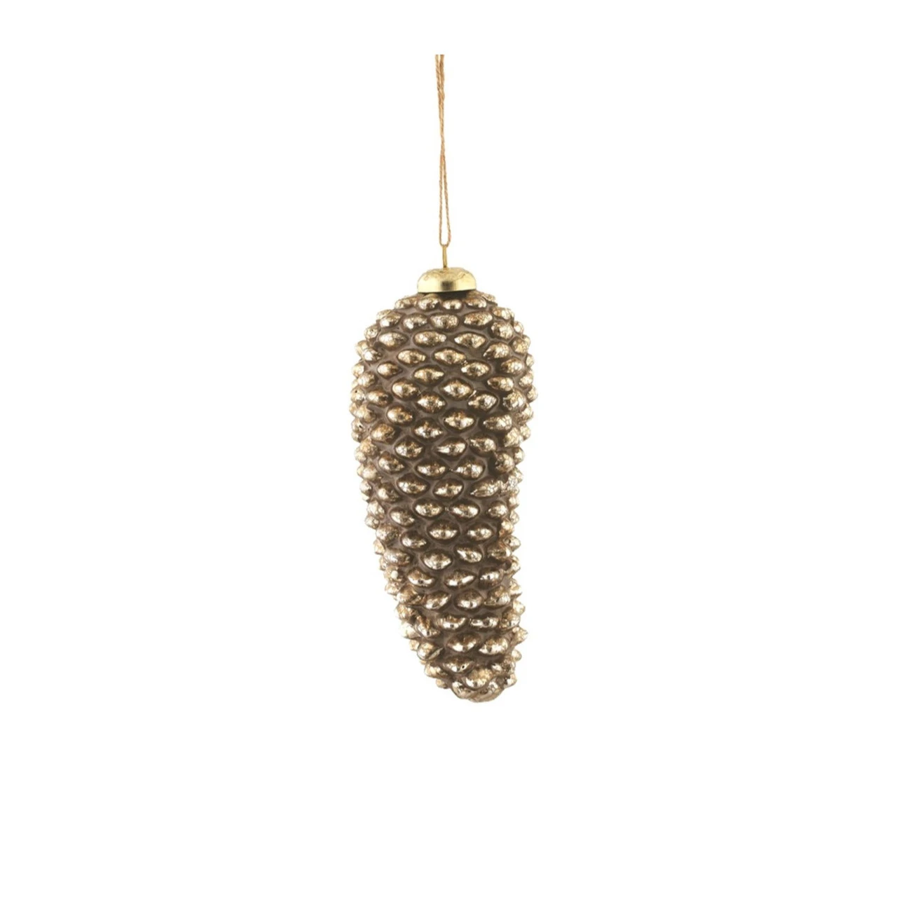 7" Gold Distressed Finish Glass Pine Cone Christmas Ornament 3 7" Gold Distressed Finish Glass Pine Cone Christmas Ornament