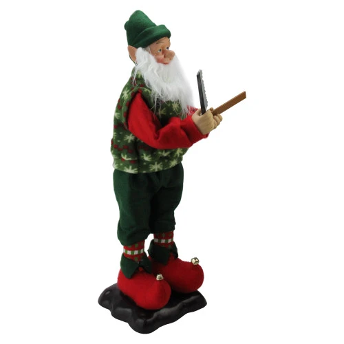 24" Green And Red Animated Festive Tinkering Tom The Wood Smith Christmas Elf 4 24" Green And Red Animated Festive Tinkering Tom The Wood Smith Christmas Elf - Image 2