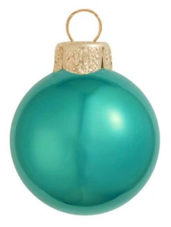 40ct Turquoise Green Glass Shiny Finish Christmas Ball Ornaments 1.5" (35mm)