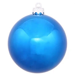 Shiny Blue Shatterproof UV Resistant Commercial Drilled Christmas Ball Ornament 8" (200mm)